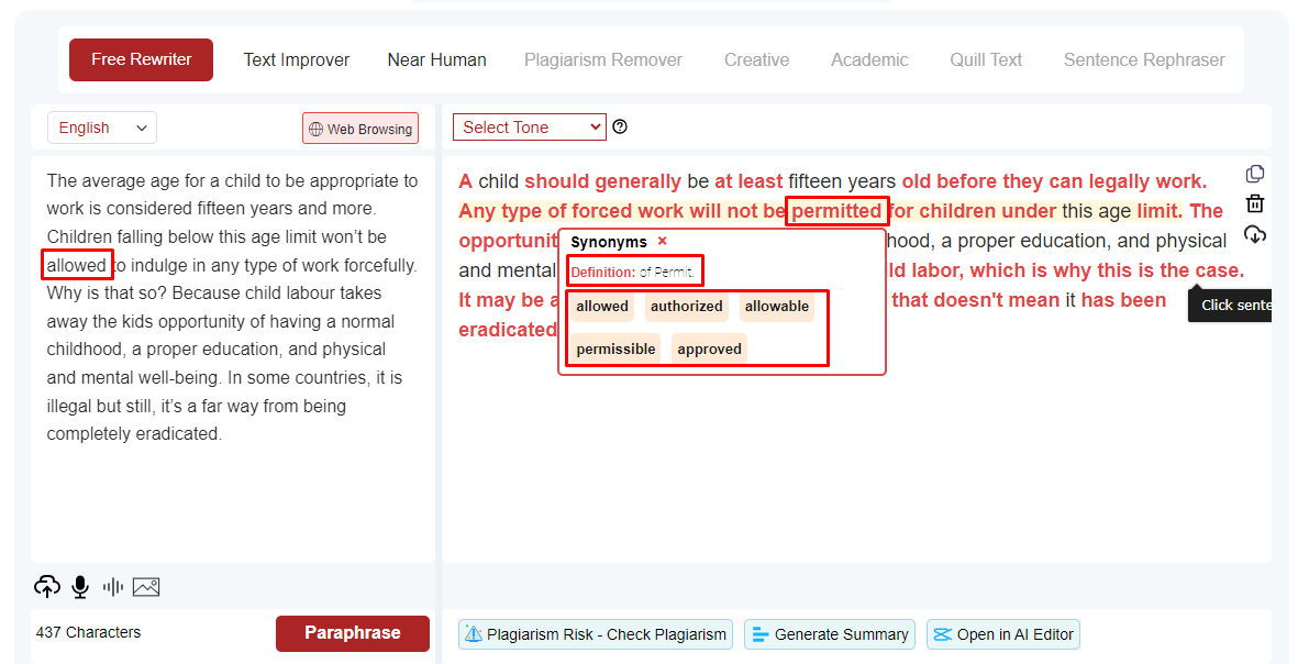 Writer’s Vocabulary by paraphrasingtool.ai