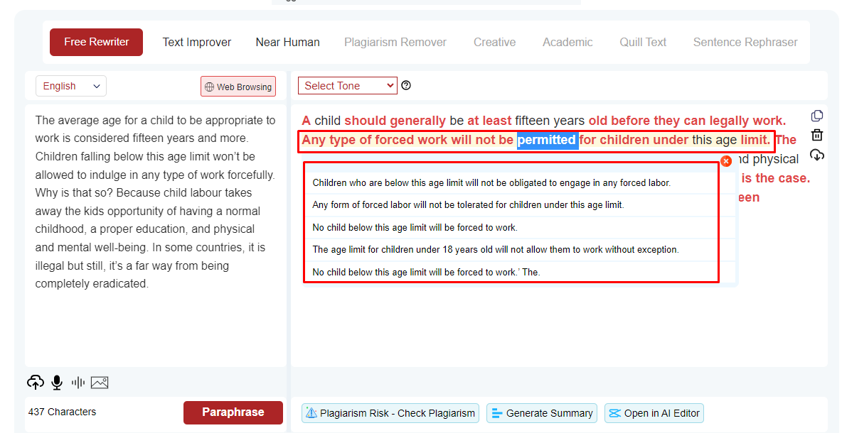 Free writer by paraphrasingtool.ai