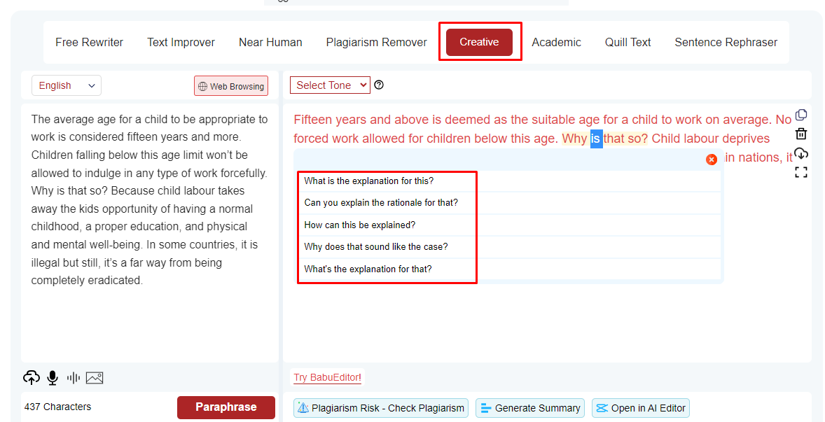 Creative Paraphrasing by paraphrasingtool.ai