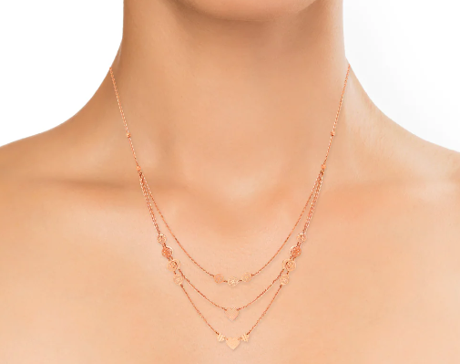 18Kt Rose Gold Dreamy Heart Strings and Gorgeous Floral Chain