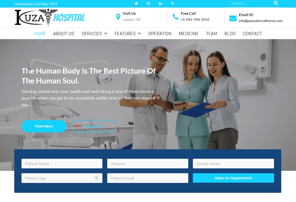 Kuza Hospital WordPress Theme