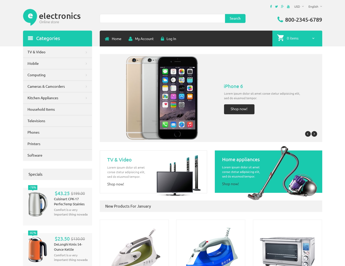 Electronics Store Responsive ZenCart Template