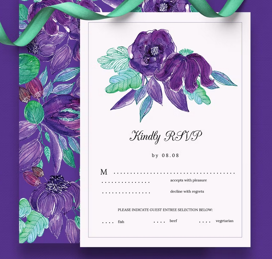 Purple Wedding Invitation Set